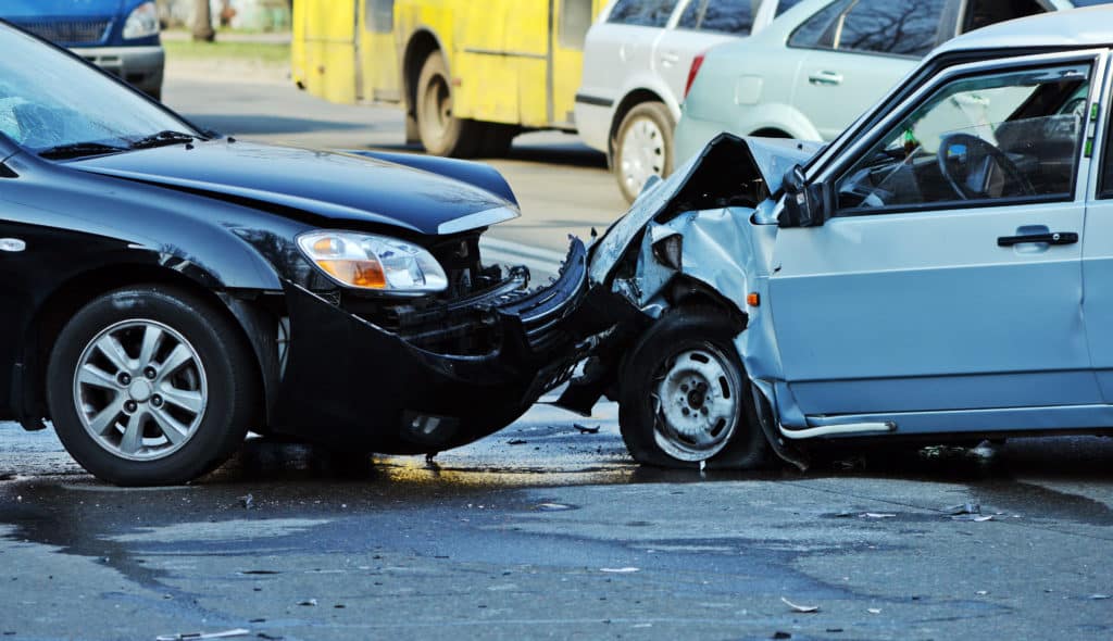 Falls Church Car Accident Lawyer-head on collision with two cars.
