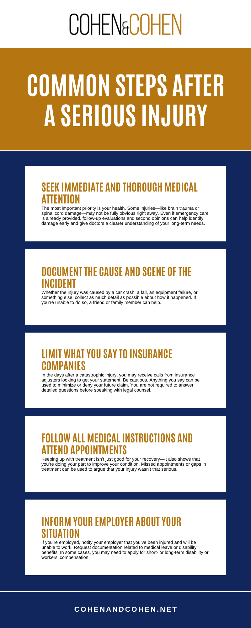 Common Steps After A Serious Injury Infographic