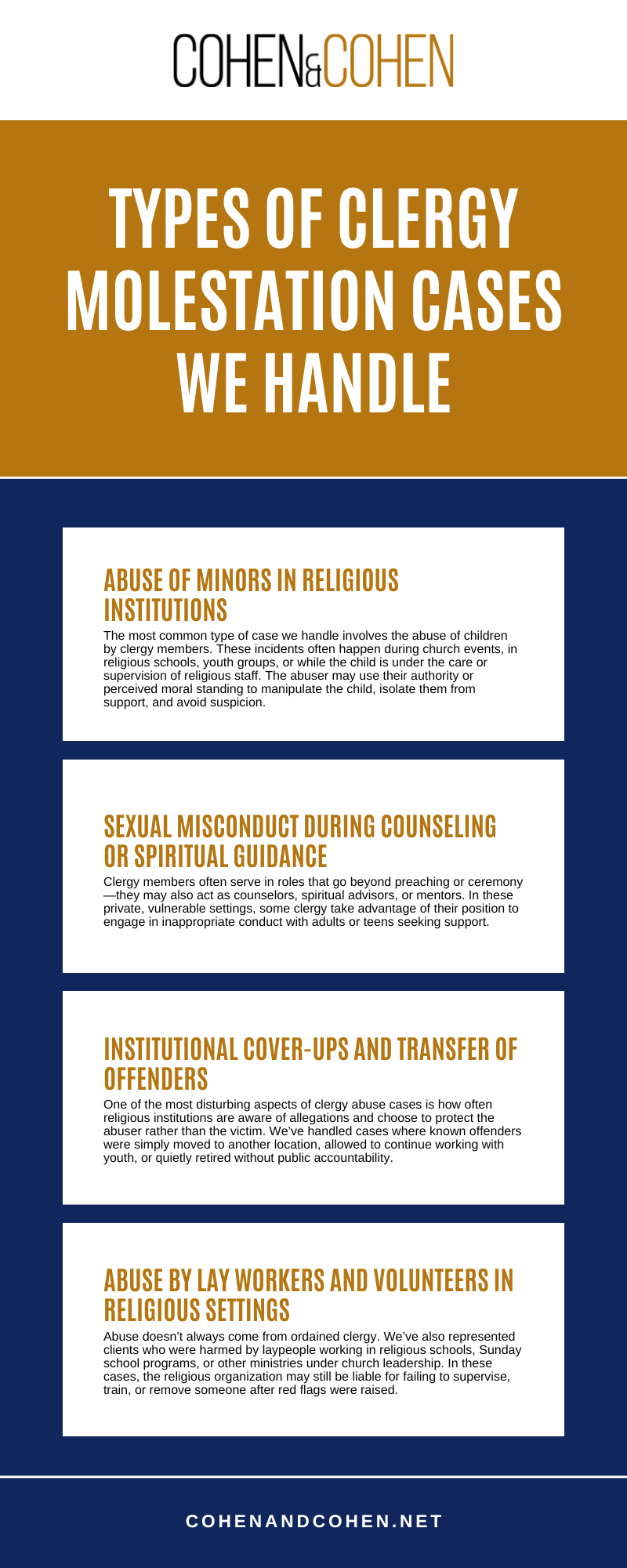 Types Of Clergy Molestation Cases We Handle Infographic