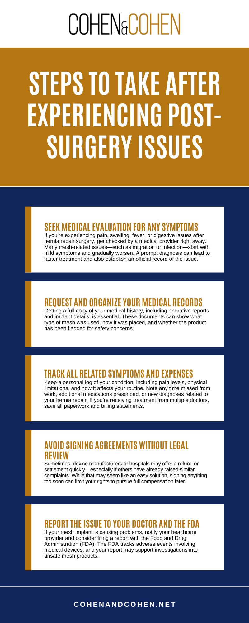 Steps To Take After Experiencing Post-surgery Issues Infographic
